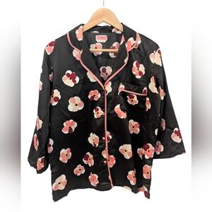 KATE SPADE Floral Pajama Top Medium Black, Pink